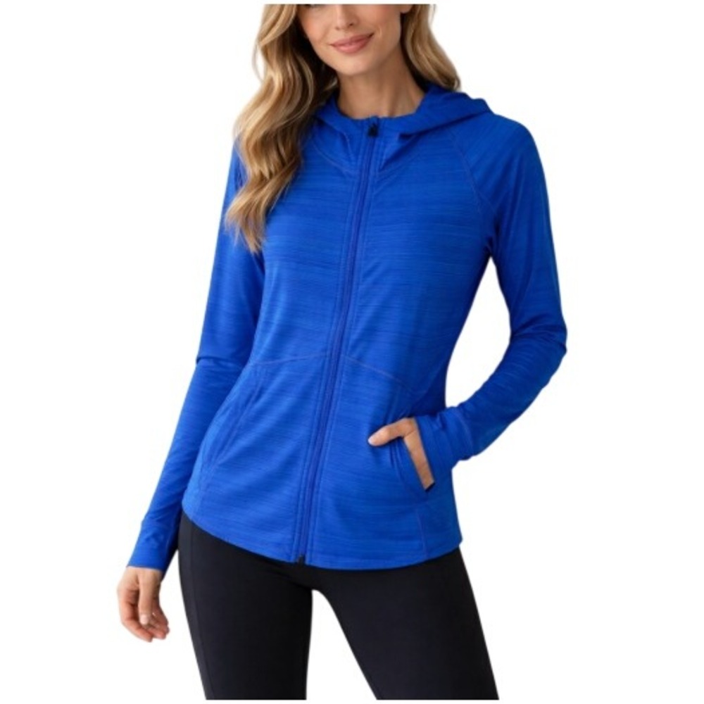 Athleta Women's Royal Blue Full Zip Thumbhole Hoodie Size‎ XS